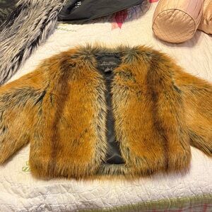 Fabulous Furs Fur Cropped Jacket in Rust and Gray
